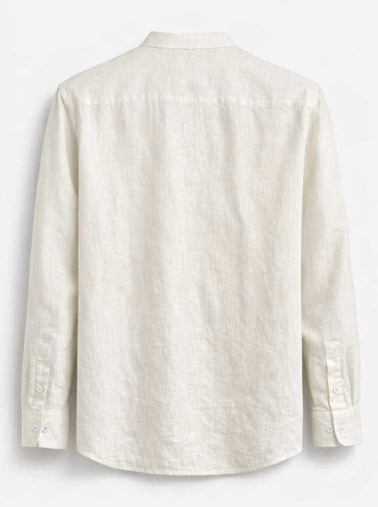 Chemise Col Mao Blanc Écru