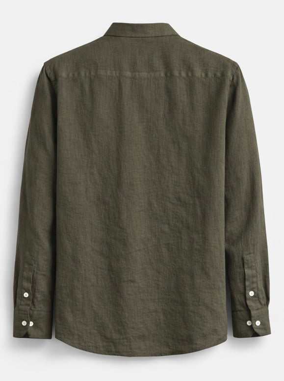 Chemise Col Mao Vert Foncé